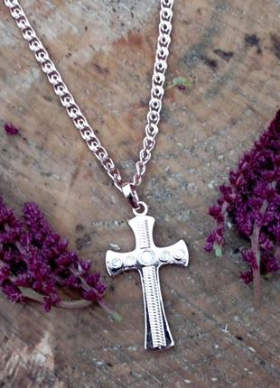 Цепочка и крестик мед золото