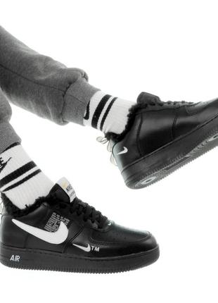 Кросівки зимні найк форс nike air force 1 low winter black, кроссовки мужские зимние с мехом