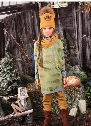 Платье шерсть, рыбки, тм моне, арт.1659-1, р. 146,152