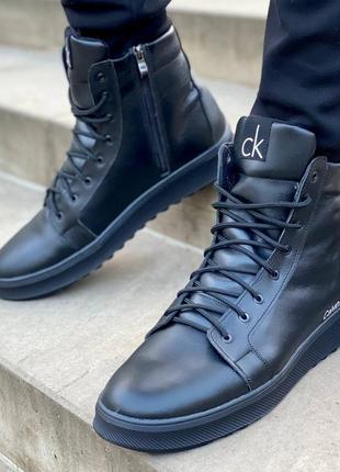 Calvin klein шкіряні зимові теплі черевики