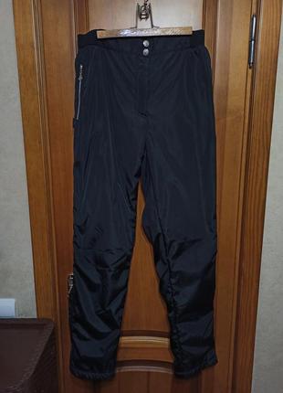 Утепленные осенние зимние флисом брюки черные на молнии с карманами.1 фото