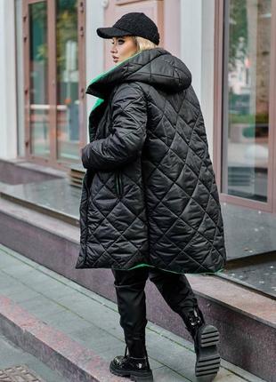 Женская зимняя двухсторонняя куртка с капюшоном размеры: 50-604 фото