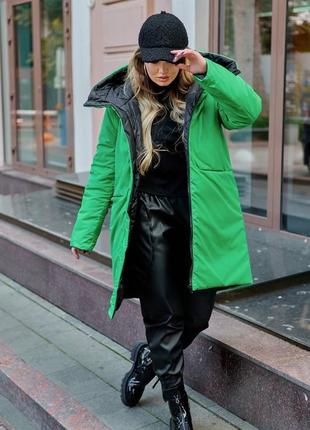Женская зимняя двухсторонняя куртка с капюшоном размеры: 50-605 фото