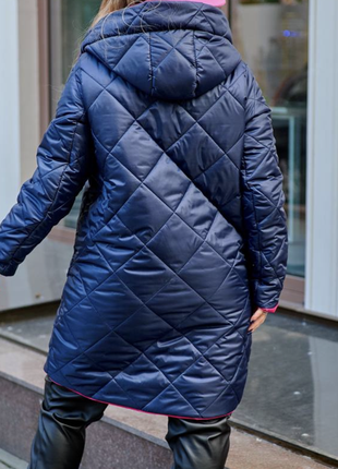 Женская зимняя двухсторонняя куртка с капюшоном размеры: 50-609 фото