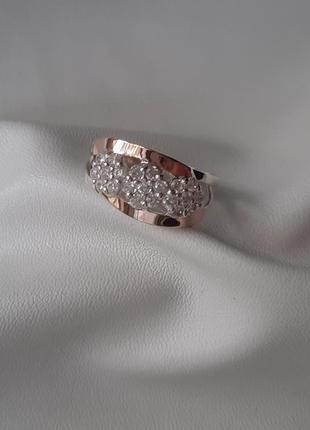 🫧 17 ; 17.5 ; 18 розмір кільце срібло золото фіаніт білий