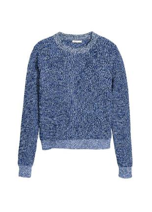Хлопковый свитер синий меланж h&m джемпер синего цвета2 фото