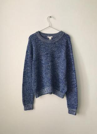 Хлопковый свитер синий меланж h&m джемпер синего цвета4 фото
