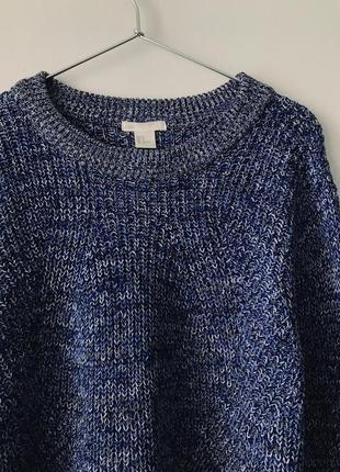Хлопковый свитер синий меланж h&m джемпер синего цвета5 фото