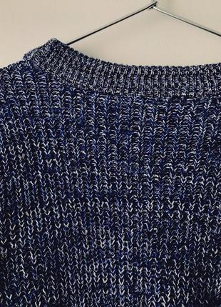 Хлопковый свитер синий меланж h&m джемпер синего цвета7 фото