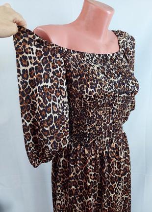 Платье миди в тигровый принт primark (размер 36-38)9 фото