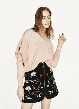 Короткий светр/кроп топ з боковим воланом zara7 фото