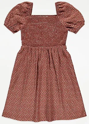 Присборенное платье с цветочным принтом george с коротким рукавом