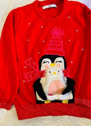 Гарний новорічний светр m&s дівчинці 4-5 років2 фото
