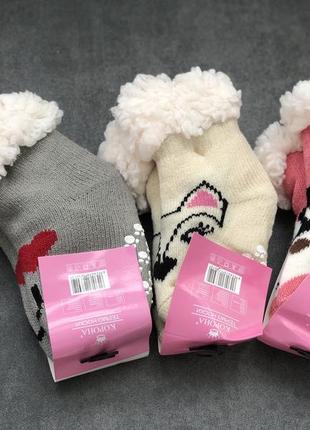 Дитячі термо шкарпетки з вовною, шкарпетки з хутром з гальмами, домашні дитячі капці 12-241 фото
