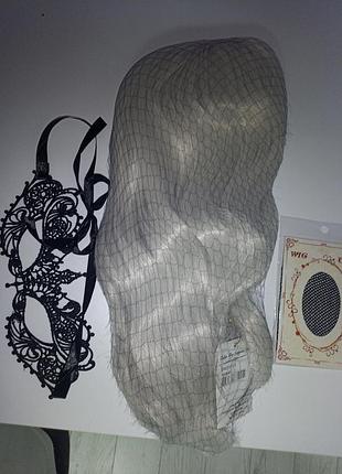 Новый женский карнавальный парик с маской.