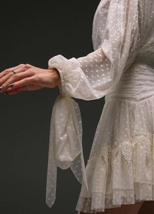 Платье женское мини короткое дизайнерское, айвори