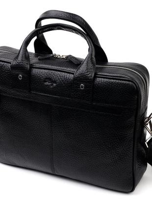 Містка сумка-портфель на плече karya 20971 шкіряна чорний2 фото