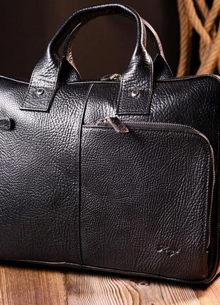 Містка сумка-портфель на плече karya 20971 шкіряна чорний9 фото