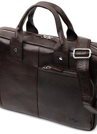 Надежная сумка-портфель на плечо karya 20874 кожаная коричневый1 фото
