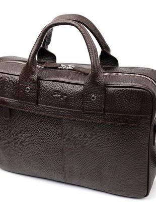 Надежная сумка-портфель на плечо karya 20874 кожаная коричневый2 фото