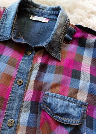 💛💖💙 оригінальна сорочка з джинсовими деталями7 фото
