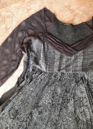 Сукня вільна тепла сіра віскоза довге по коліно приталене вільне тягнктьсявовна котон бавовна2 фото