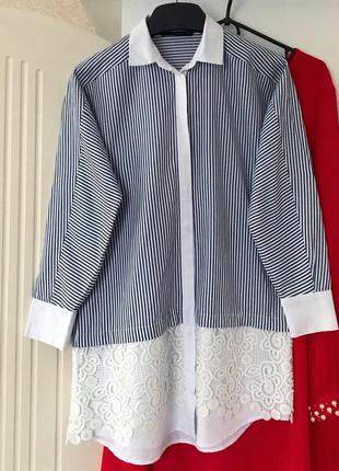 Стильна блуза з кружевом , рубашка