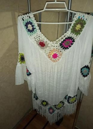 Платье туника бахрома вышивка2 фото