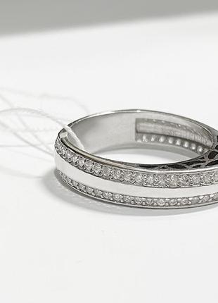 💍 18,5 и 19,5 серебряное кольцо серебро 925 пробы усыпанное белыми прозрачными камнями2 фото