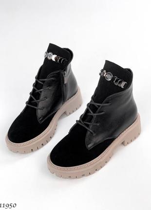 Черевики чоботи зима натуральна шкіра замша чорний