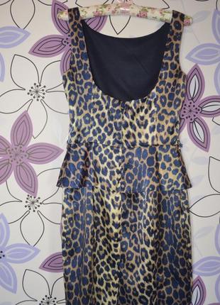Леопардовое платье с баской 42-44р2 фото