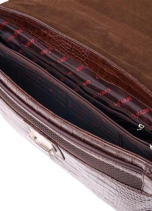 Чоловічий портфель із фактурної шкіри karya 20938 коричневий5 фото