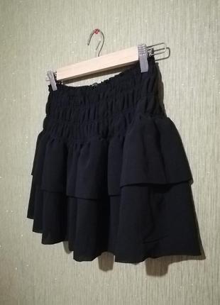 🌹чёрная расклешенная юбка mango 🌹юбка с воланами2 фото