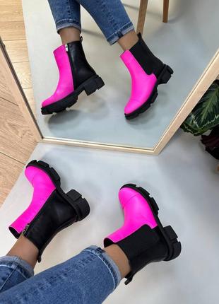 Неонові челсі margo натуральна шкіра замш зима або демісезон 36-41