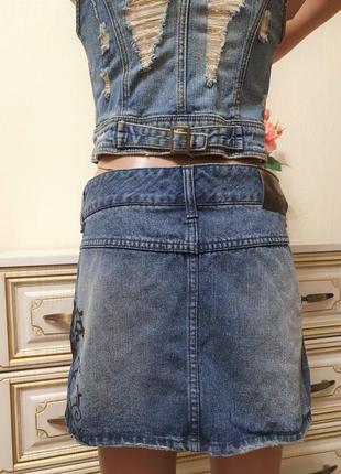 Джинсовая мини  юбка спідниця4 фото