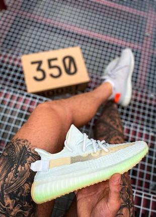 Кросівки adidas yeezy boost 350 v2 wolf grey/green glow8 фото