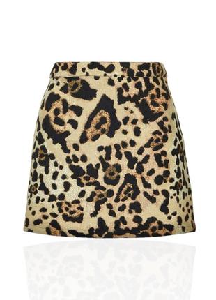 Леопардовая жаккардовая гобеленовая мини юбка topshop petite анималистичный принт1 фото