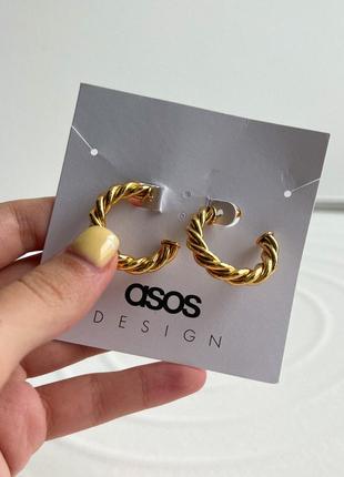 Сережки кільця позолота asos9 фото