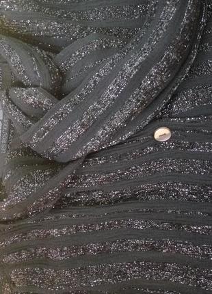 Чёрная шёлковая блуза с люрексом/ с бантом miss dior2 фото