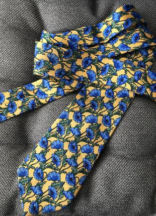 Шёлковый галстук жёлто синего цвета8 фото