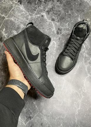 Зимние мужские кроссовки nike black red (мех) 40-41-42-44-45