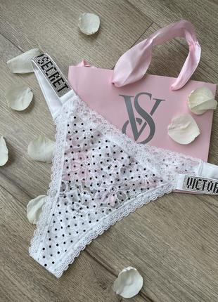 Труси victoria's secret стрінги зі стразами у горошок4 фото