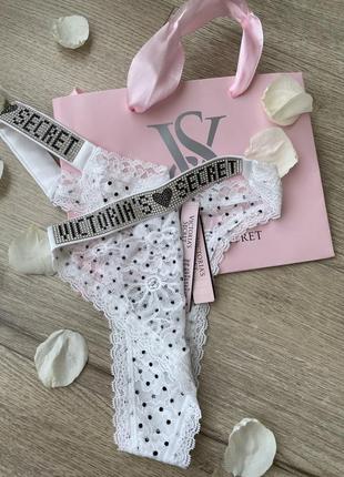 Труси victoria's secret стрінги зі стразами у горошок5 фото