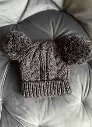 Зимова шапка в’язана на флісі, зимняя шапка , тёплая шапочка