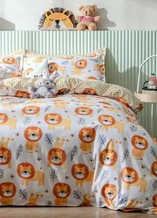 Berni home комплект постельного белья в клетку с изображением льва оранжевый lion king6 фото