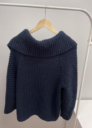 Темно-синій вязаний теплий светр4 фото