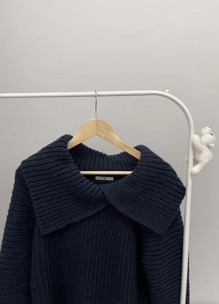 Темно-синій вязаний теплий светр2 фото