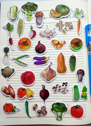 Набір #10 овочі для скрапбукінга, картинки зображення марки стікери для щоденників блокнота скетча записника наліпки для кулінарної книги1 фото