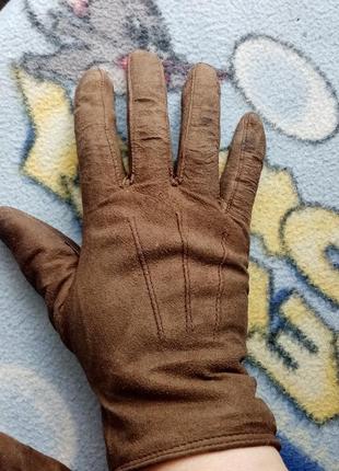 Шкіряні теплі рукавички3 фото