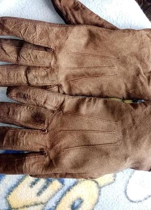 Шкіряні теплі рукавички1 фото
